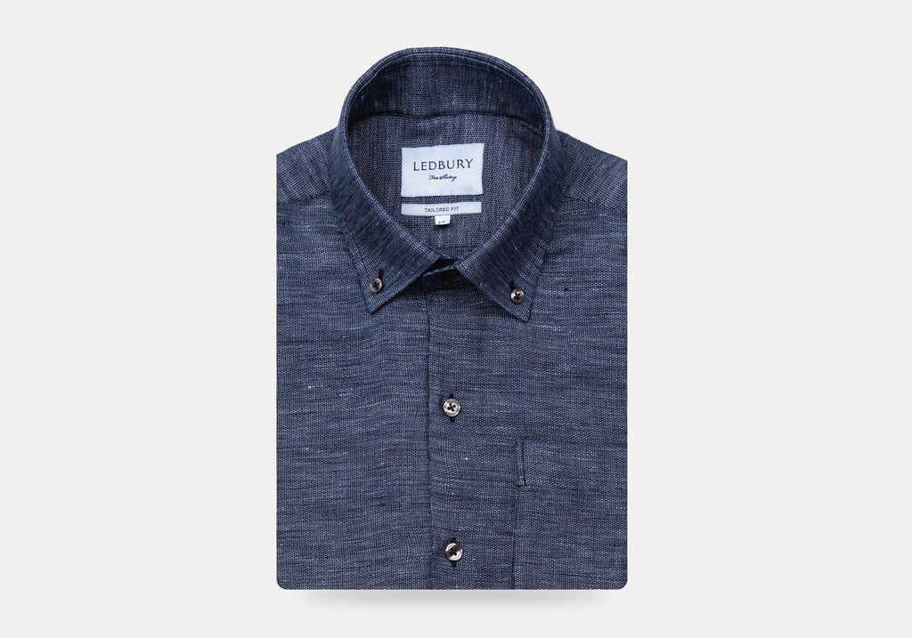 The Navy Allerton Cotton Linen Casual Shirt Casual Shirt- Ledbury