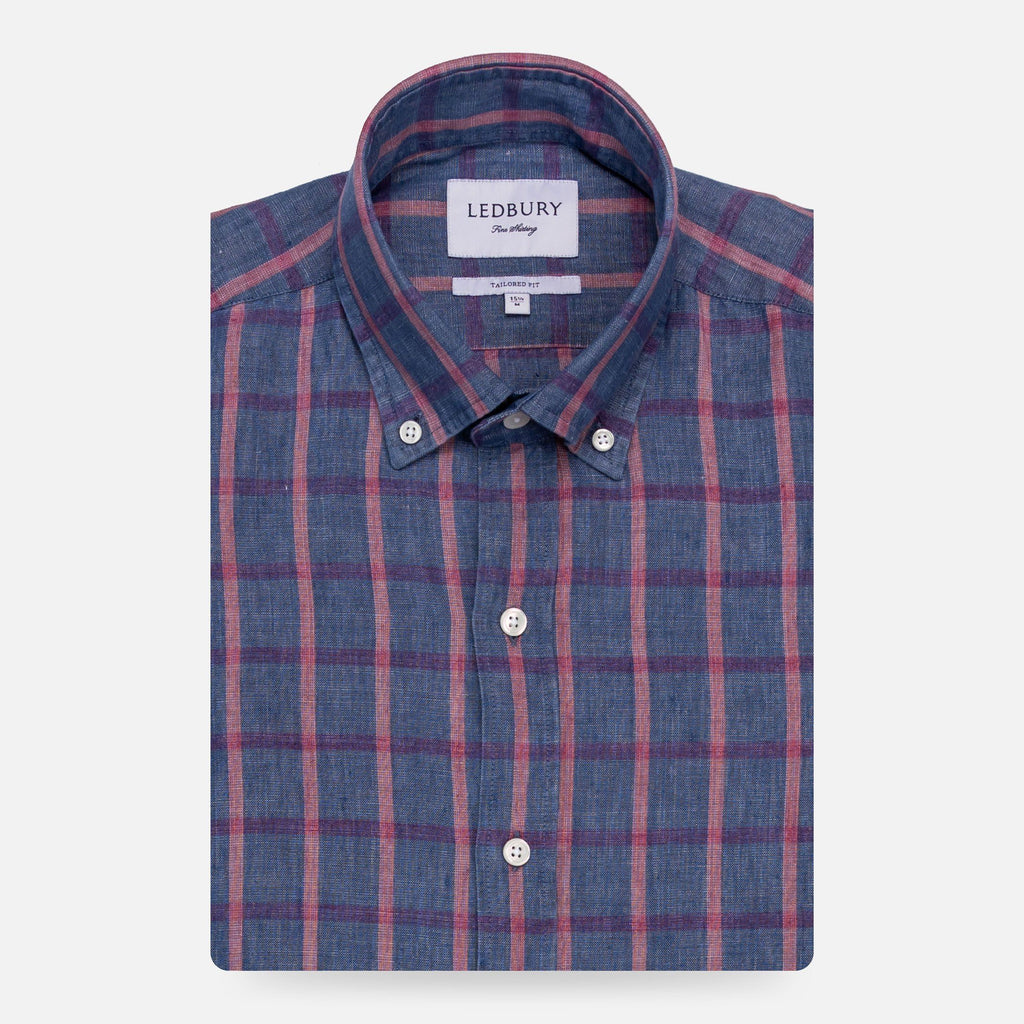 The Currant Rowan Cotton Linen Windowpane Casual Shirt Casual Shirt- Ledbury