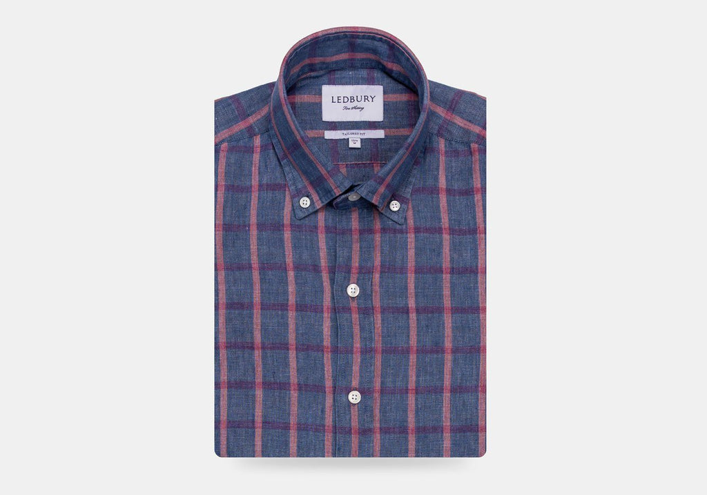 The Currant Rowan Cotton Linen Windowpane Casual Shirt Casual Shirt- Ledbury