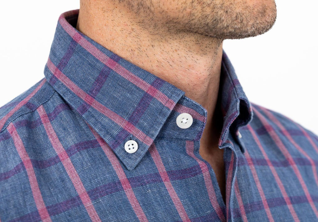 The Currant Rowan Cotton Linen Windowpane Casual Shirt Casual Shirt- Ledbury
