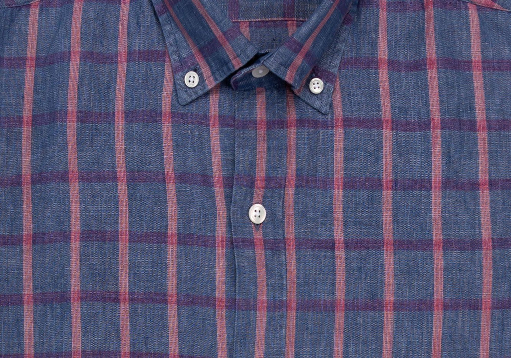 The Currant Rowan Cotton Linen Windowpane Casual Shirt Casual Shirt- Ledbury