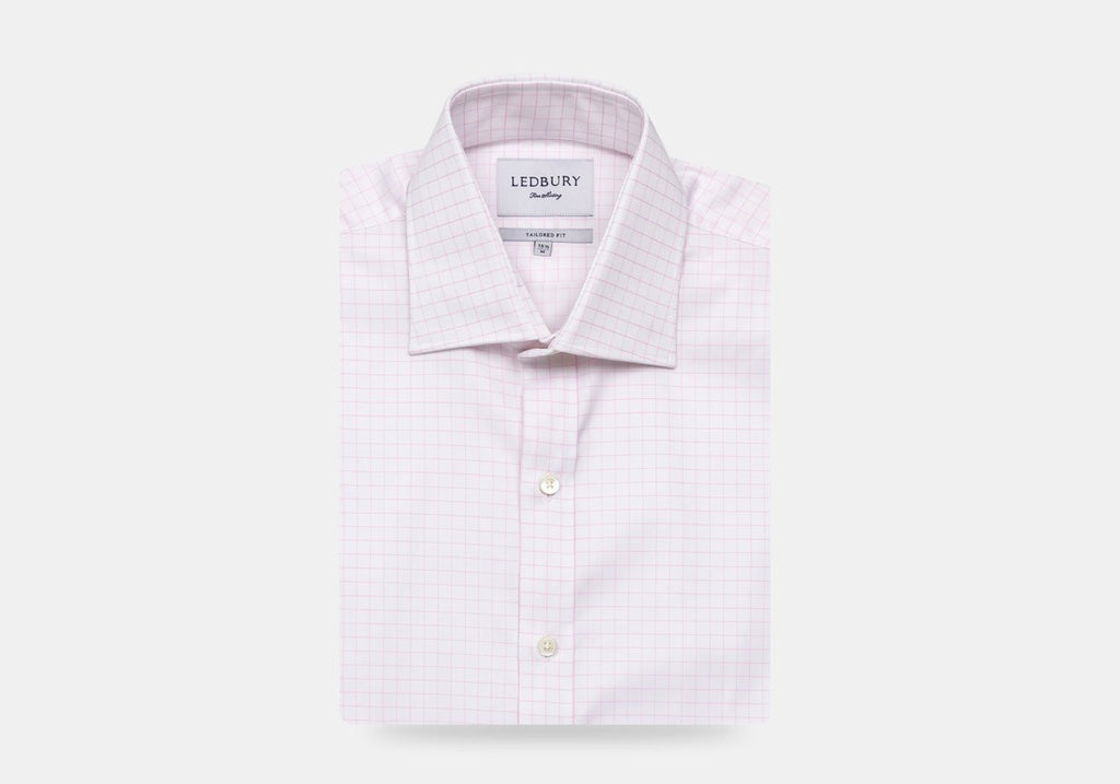 The Pink Carrington Windowpane Dress Shirt Dress Shirt- Ledbury