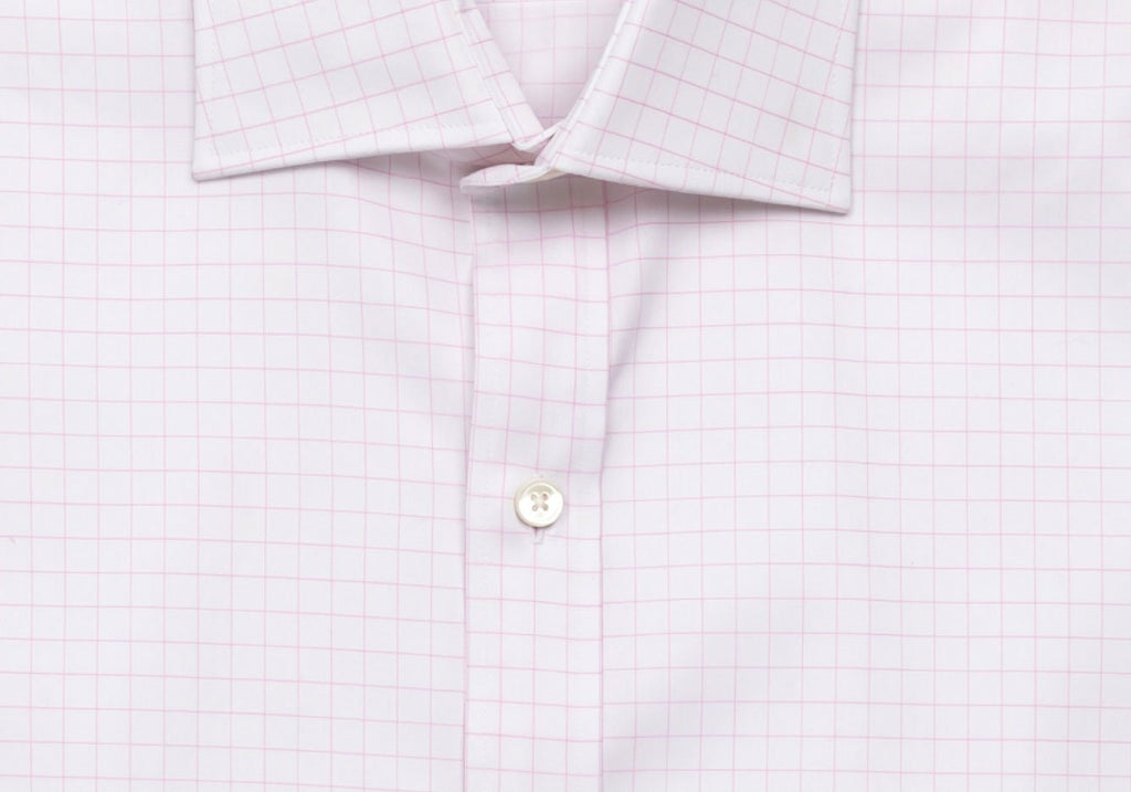 The Pink Carrington Windowpane Dress Shirt Dress Shirt- Ledbury