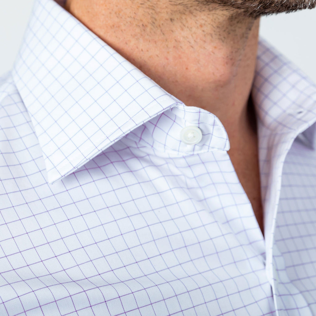 The Lavender Carrington Windowpane Dress Shirt Dress Shirt- Ledbury