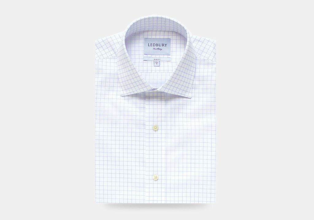 The Lavender Carrington Windowpane Dress Shirt Dress Shirt- Ledbury