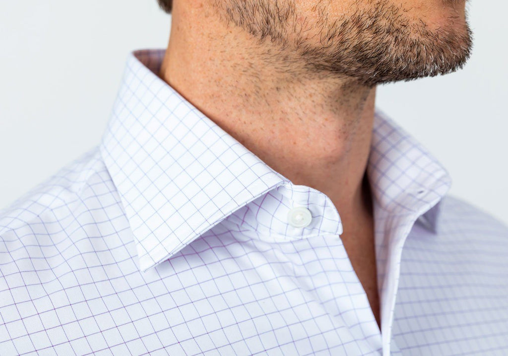 The Lavender Carrington Windowpane Dress Shirt Dress Shirt- Ledbury