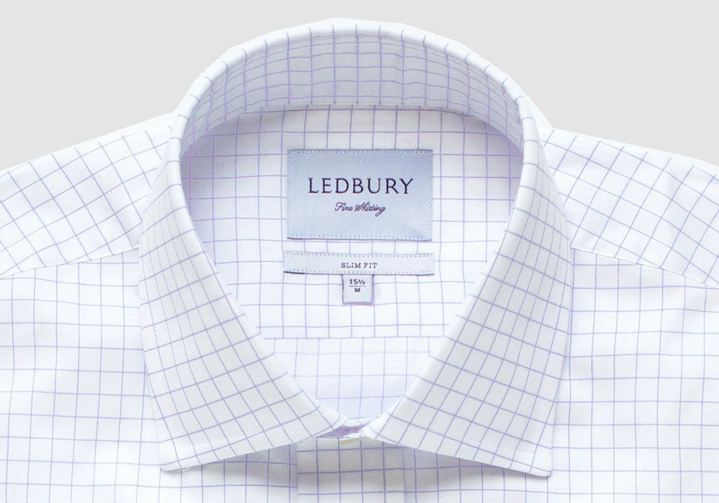 The Lavender Carrington Windowpane Dress Shirt Dress Shirt- Ledbury