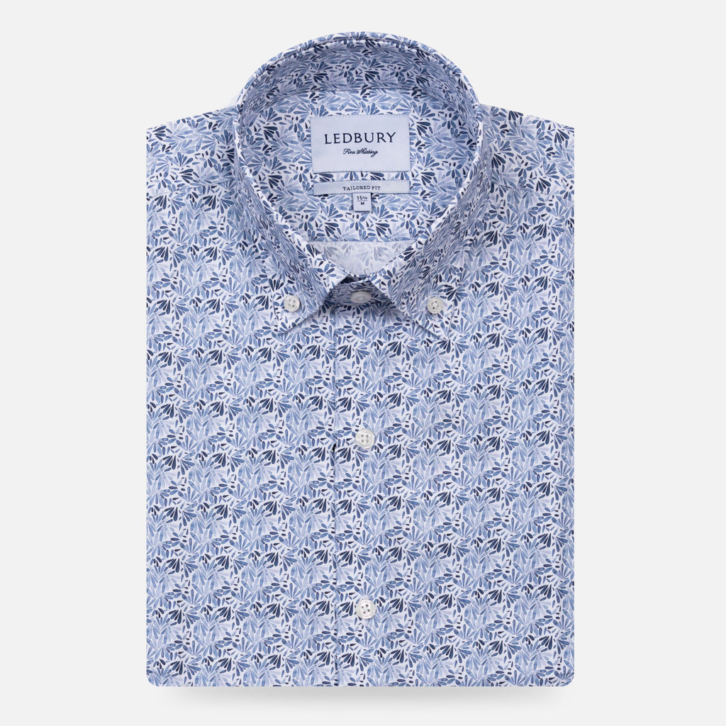 The Blue Lynbrook Printed Poplin Casual Shirt Casual Shirt- Ledbury