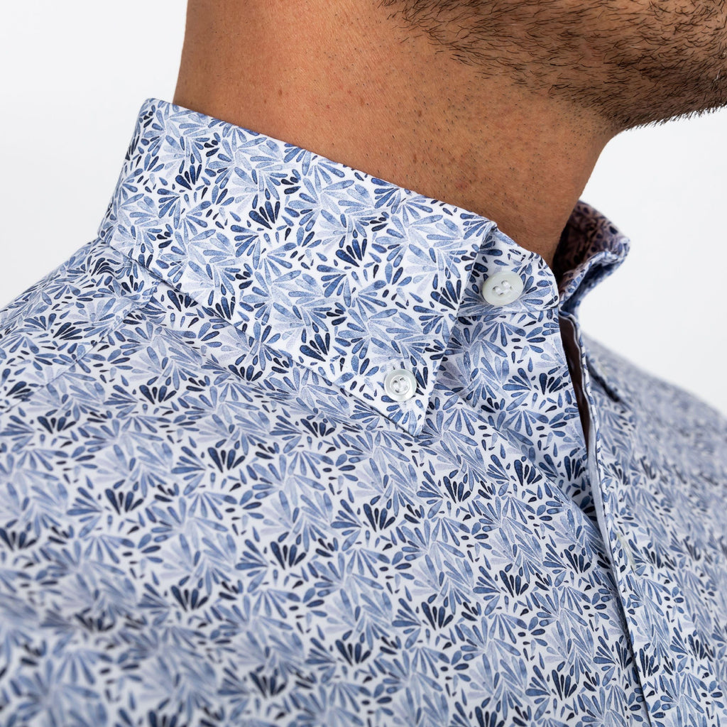The Blue Lynbrook Printed Poplin Casual Shirt Casual Shirt- Ledbury