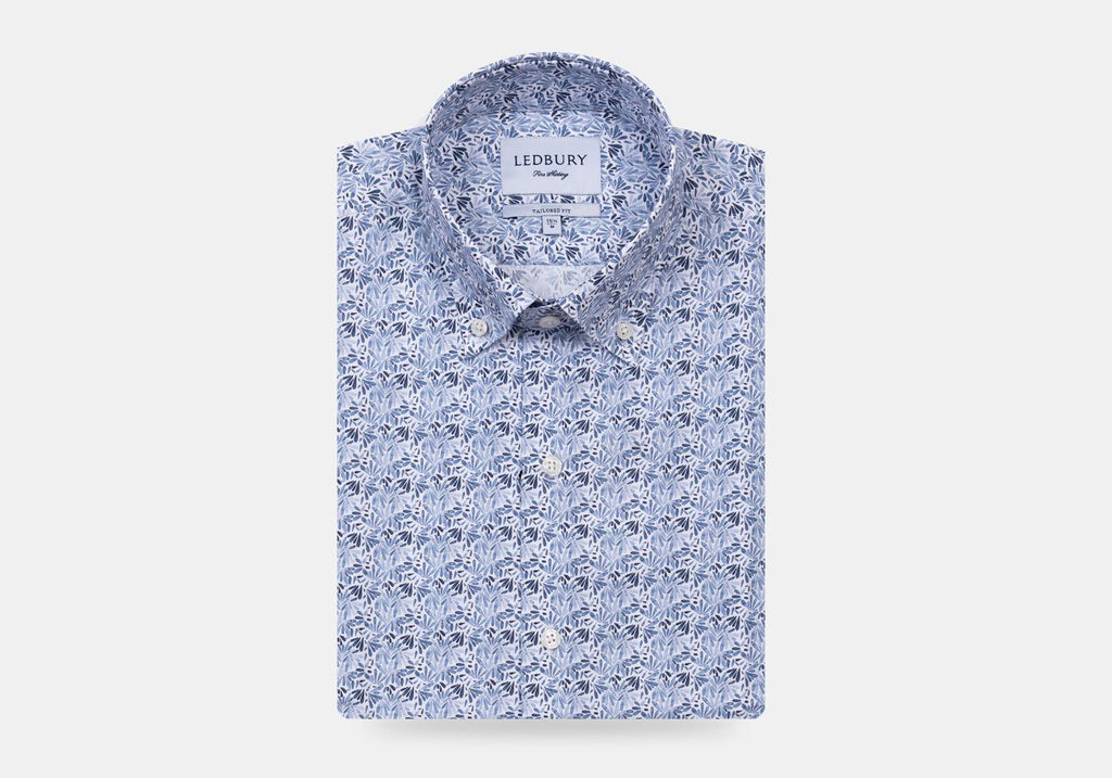 The Blue Lynbrook Printed Poplin Casual Shirt Casual Shirt- Ledbury