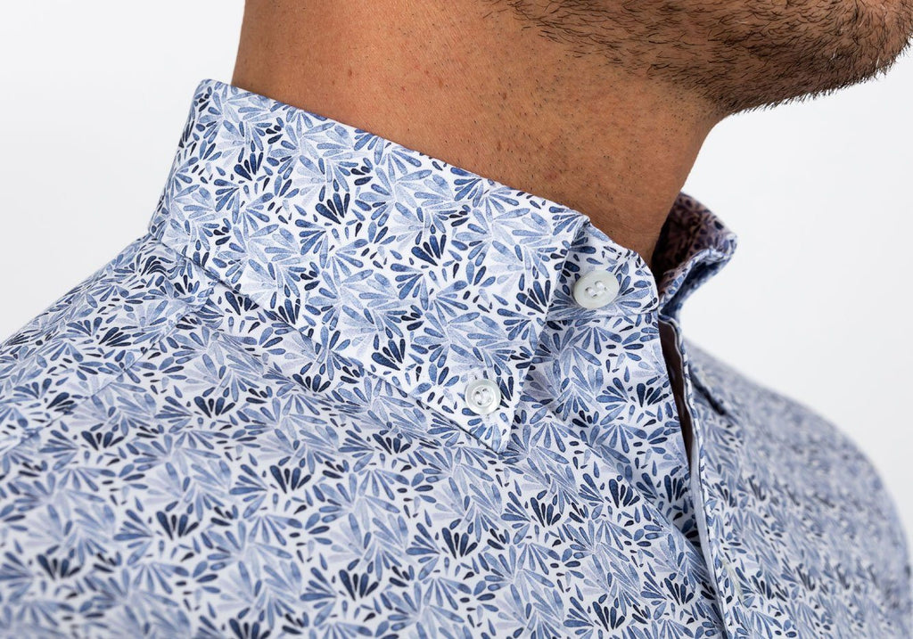 The Blue Lynbrook Printed Poplin Casual Shirt Casual Shirt- Ledbury
