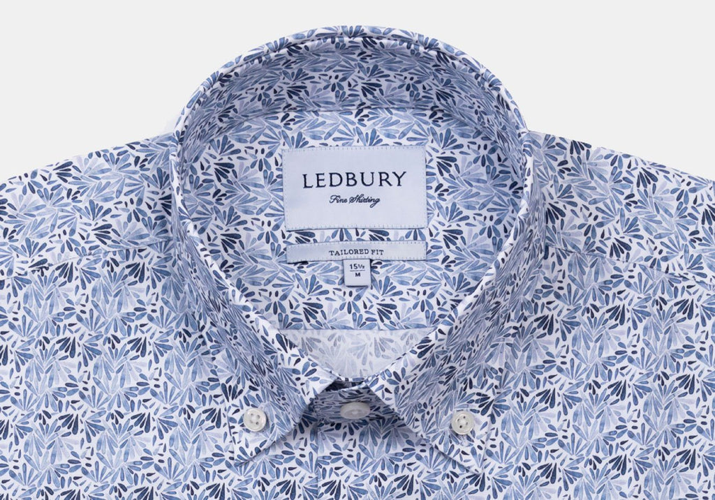 The Blue Lynbrook Printed Poplin Casual Shirt Casual Shirt- Ledbury