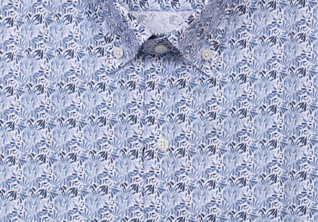 The Blue Lynbrook Printed Poplin Casual Shirt Casual Shirt- Ledbury