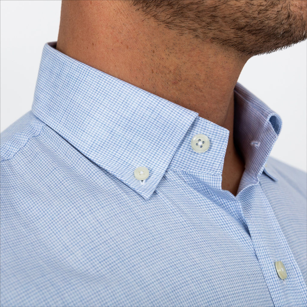 The Light Blue Heather Pennington Houndstooth Casual Shirt Casual Shirt- Ledbury