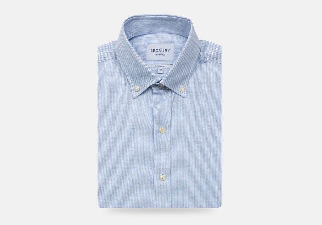 The Light Blue Heather Pennington Houndstooth Casual Shirt Casual Shirt- Ledbury