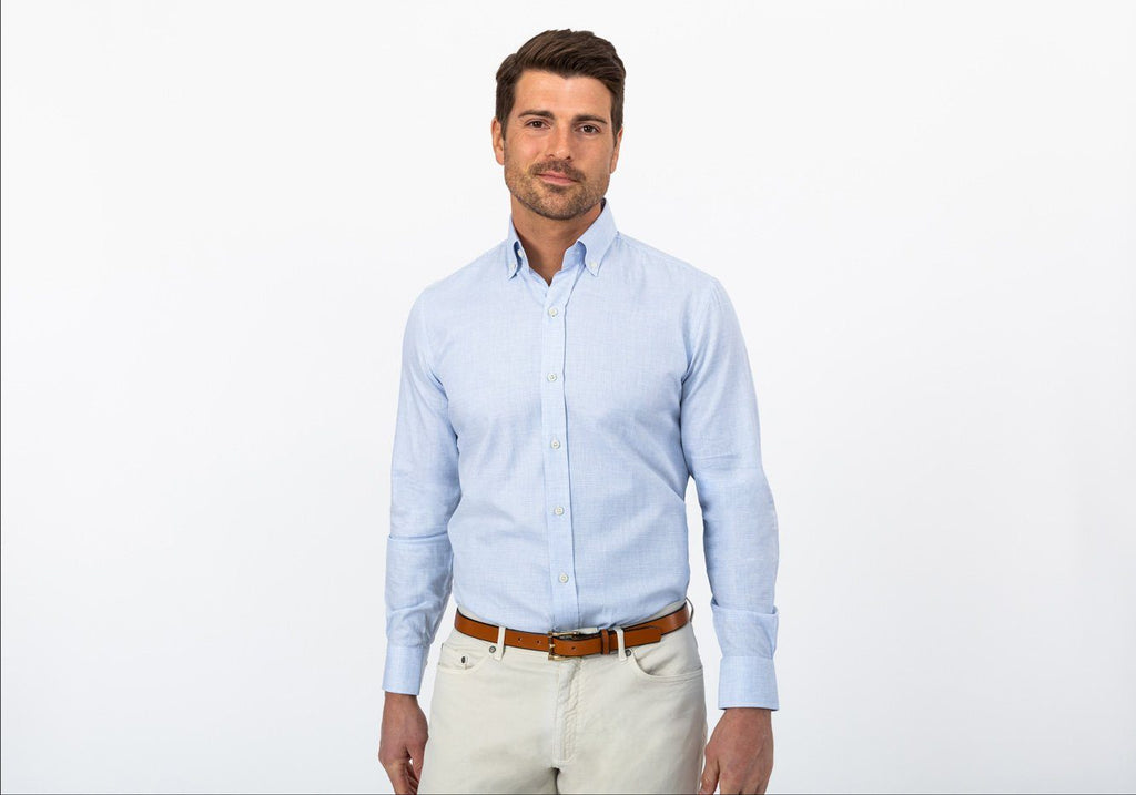The Light Blue Heather Pennington Houndstooth Casual Shirt Casual Shirt- Ledbury