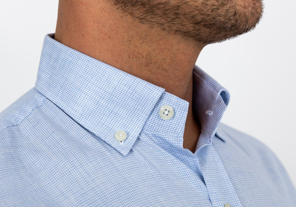 The Light Blue Heather Pennington Houndstooth Casual Shirt Casual Shirt- Ledbury