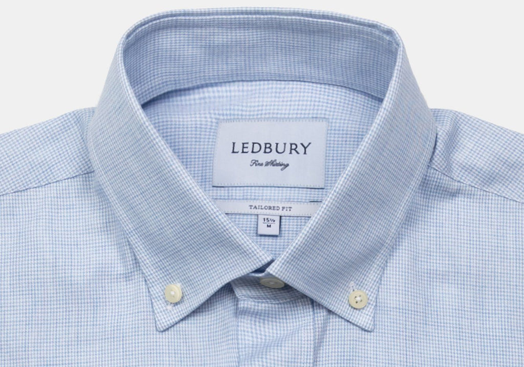 The Light Blue Heather Pennington Houndstooth Casual Shirt Casual Shirt- Ledbury
