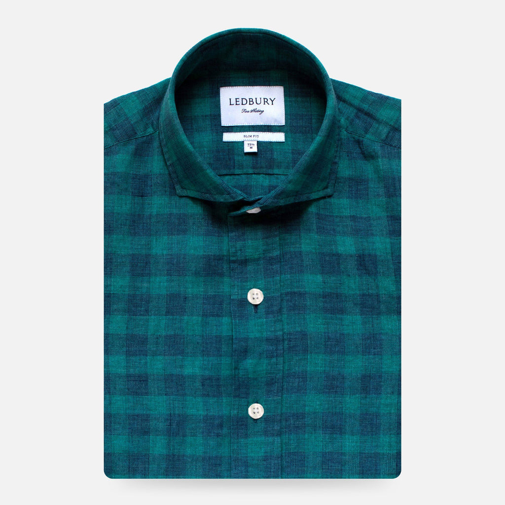 The Leaf McClellan Cotton Linen Gingham Casual Shirt Casual Shirt- Ledbury