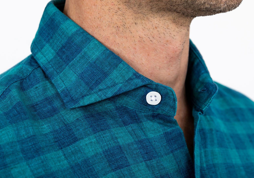 The Leaf McClellan Cotton Linen Gingham Casual Shirt Casual Shirt- Ledbury