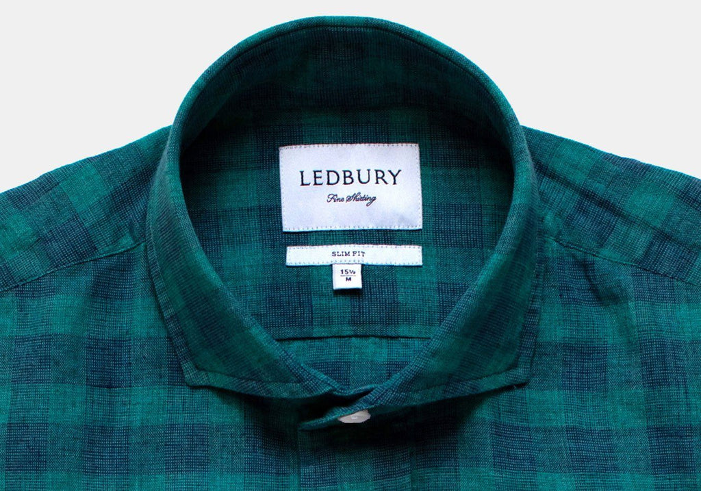 The Leaf McClellan Cotton Linen Gingham Casual Shirt Casual Shirt- Ledbury