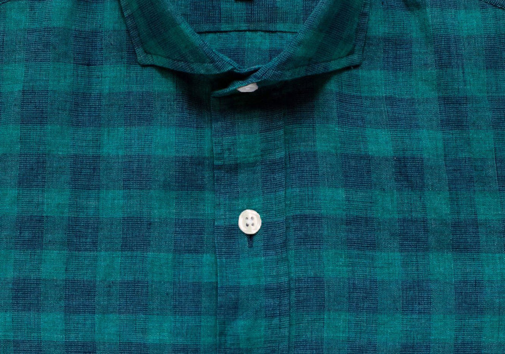 The Leaf McClellan Cotton Linen Gingham Casual Shirt Casual Shirt- Ledbury