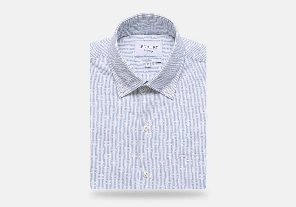 The Blue Short Sleeve Tamarack Stripe Casual Shirt Short Sleeve- Ledbury