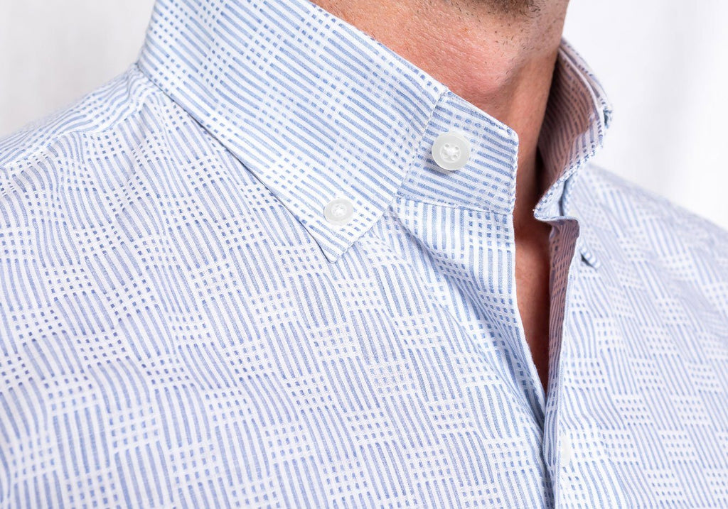 The Blue Short Sleeve Tamarack Stripe Casual Shirt Short Sleeve- Ledbury