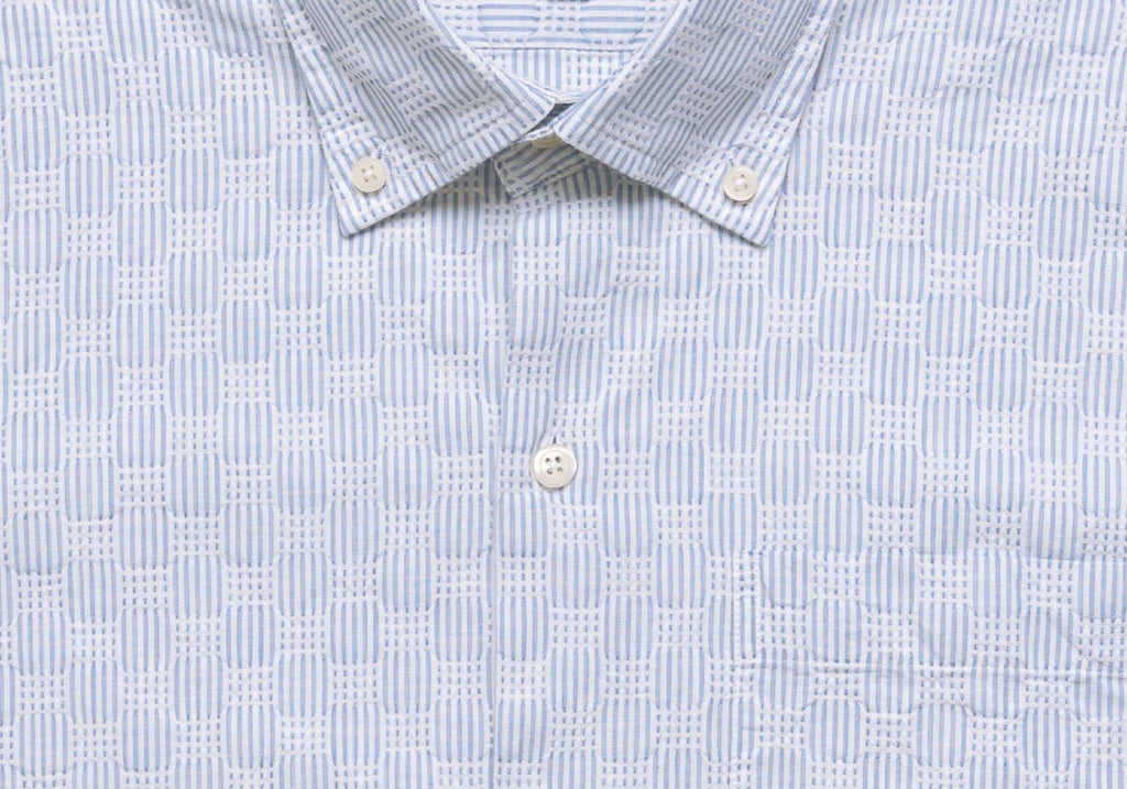 The Blue Short Sleeve Tamarack Stripe Casual Shirt Short Sleeve- Ledbury