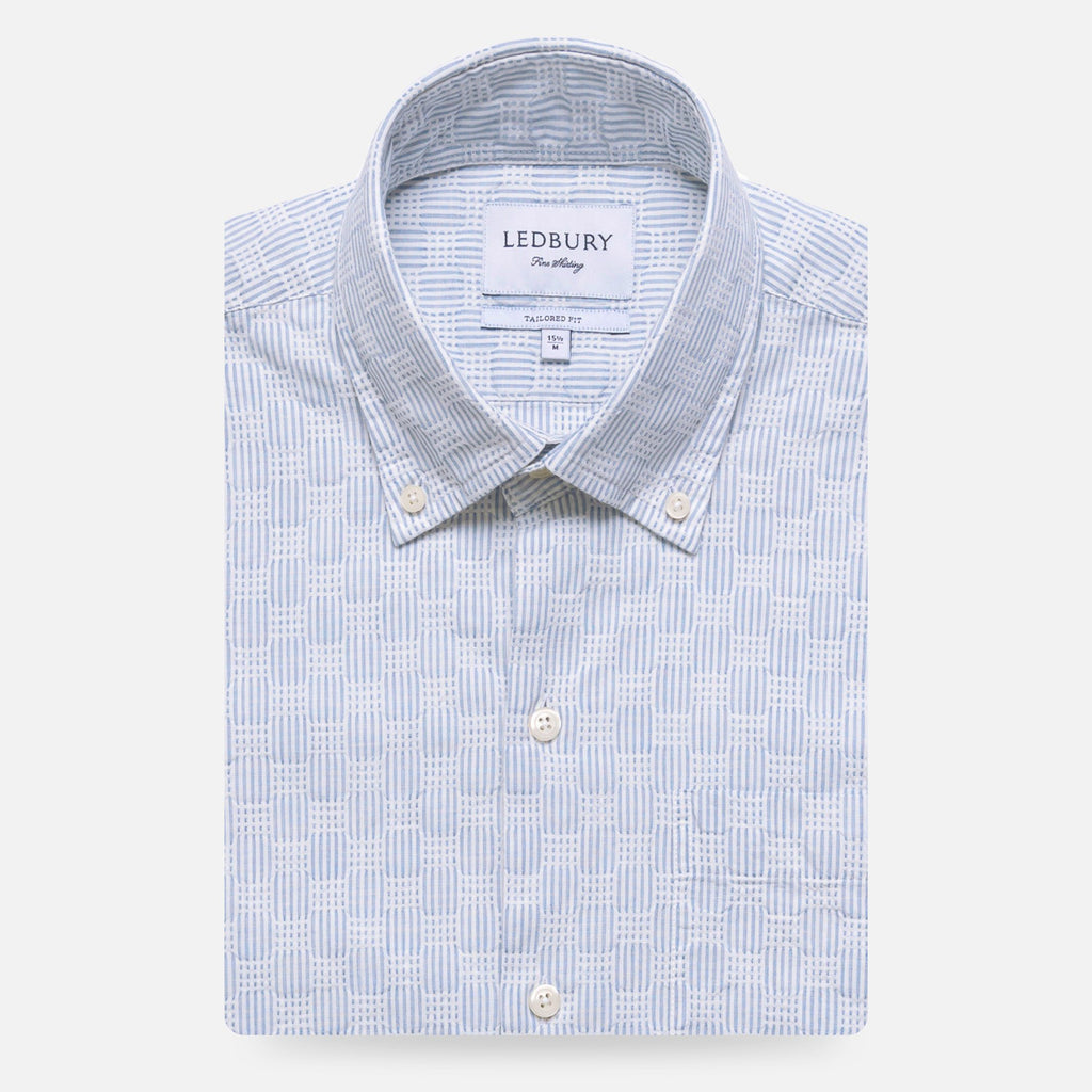 The Blue Short Sleeve Tamarack Stripe Casual Shirt Short Sleeve- Ledbury