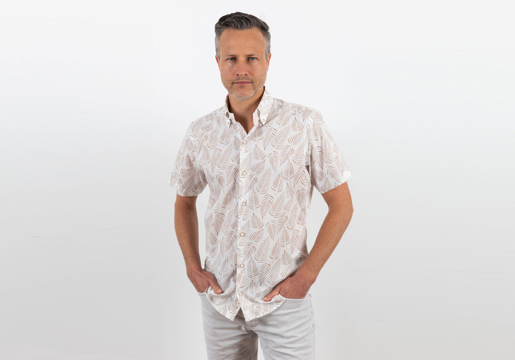 The Ivory Short Sleeve Knollwood Print Casual Shirt Short Sleeve- Ledbury
