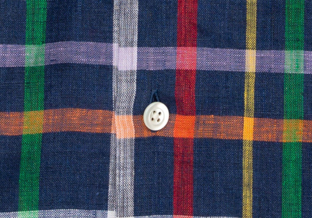 The Dark Blue Barden Linen Plaid Casual Shirt Casual Shirt- Ledbury