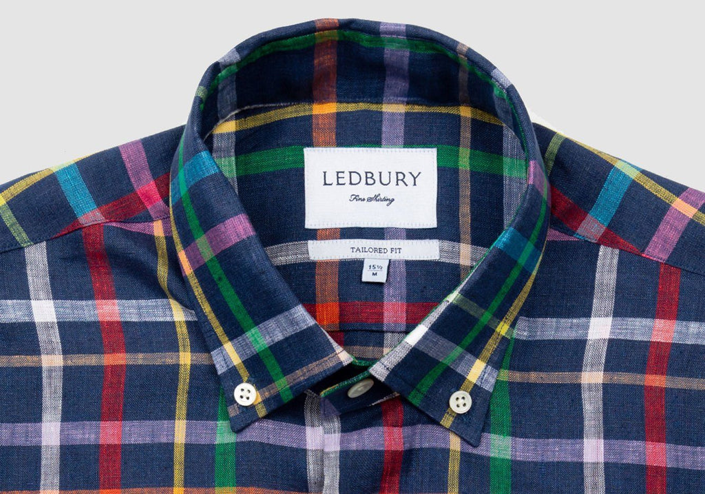 The Dark Blue Barden Linen Plaid Casual Shirt Casual Shirt- Ledbury