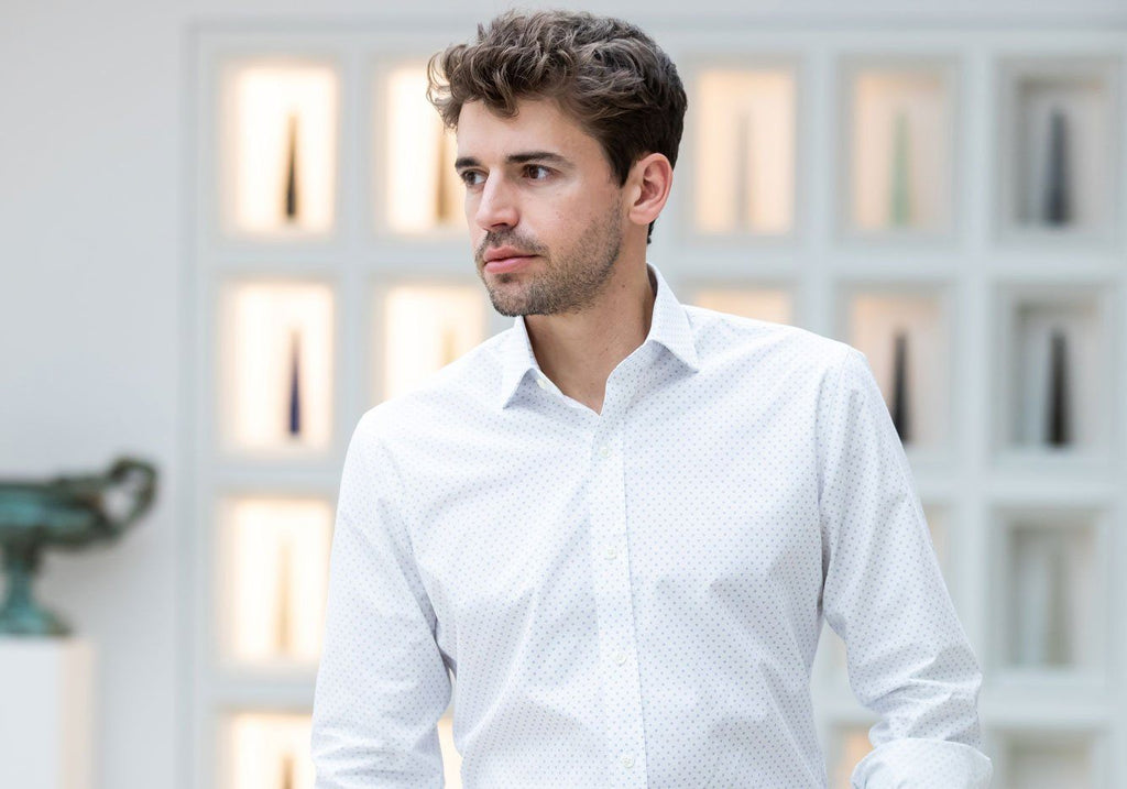 The White Decland Dot Print Casual Shirt Dress Shirt- Ledbury