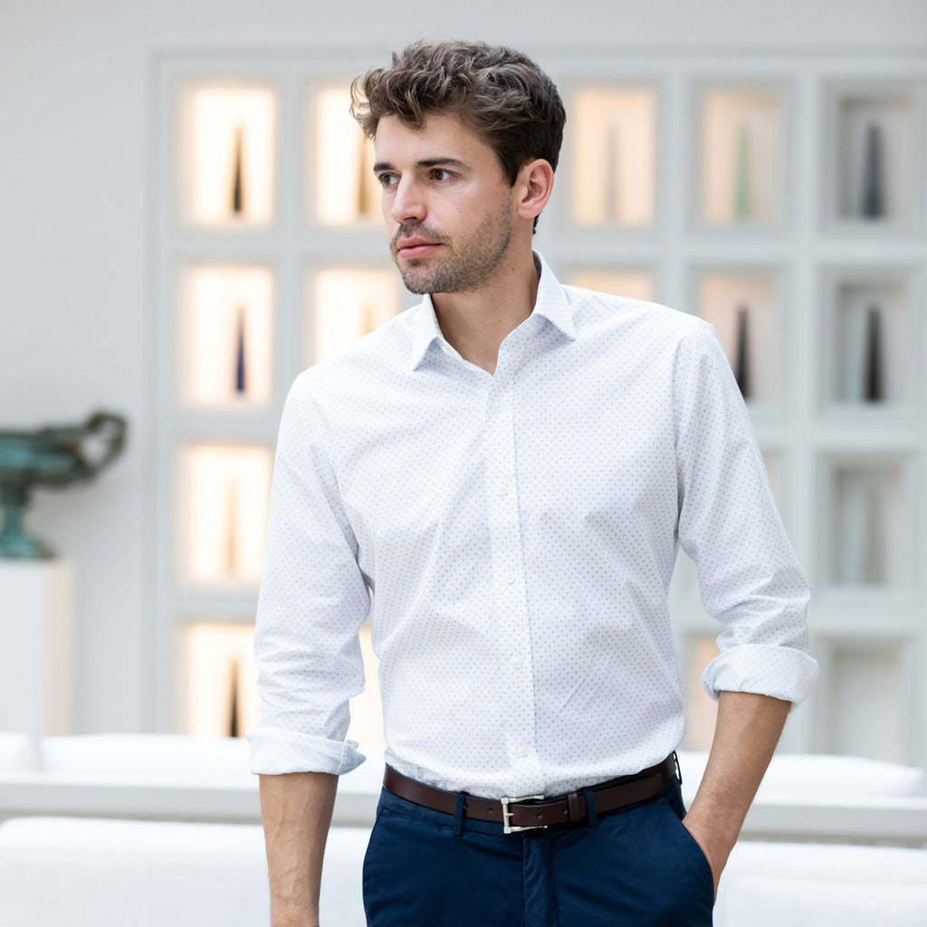 The White Decland Dot Print Casual Shirt Dress Shirt- Ledbury