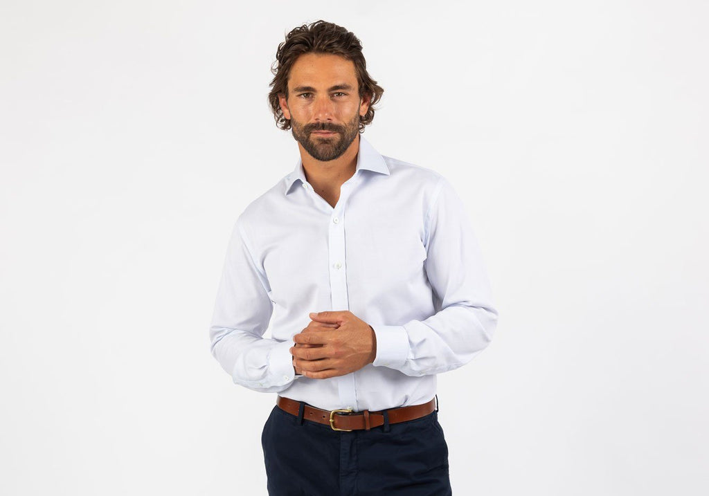The Light Blue Glenmont Dobby Dot Dress Shirt Dress Shirt- Ledbury