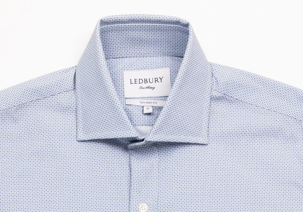The Cadet Blue Kennebec Print Dress Shirt Casual Shirt- Ledbury