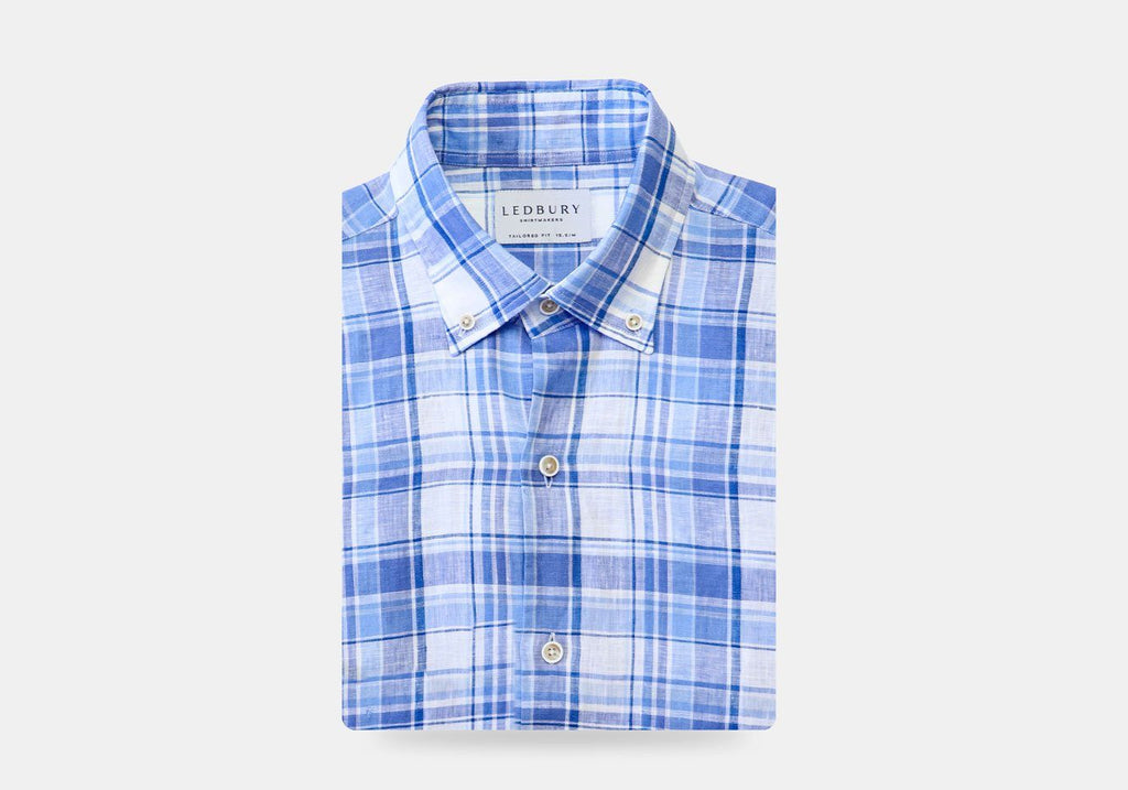 The Blue Raulin Linen Plaid Casual Shirt Casual Shirt- Ledbury