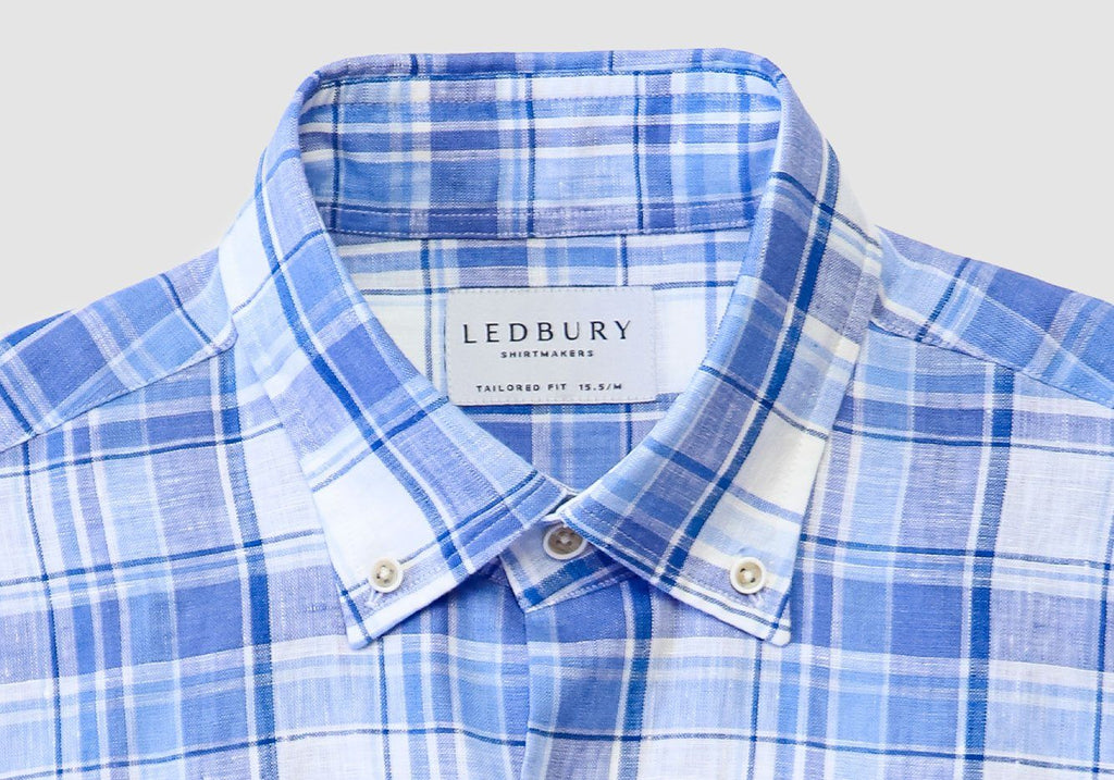 The Blue Raulin Linen Plaid Casual Shirt Casual Shirt- Ledbury