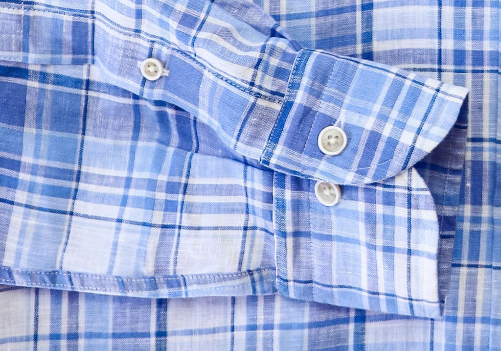 The Blue Raulin Linen Plaid Casual Shirt Casual Shirt- Ledbury