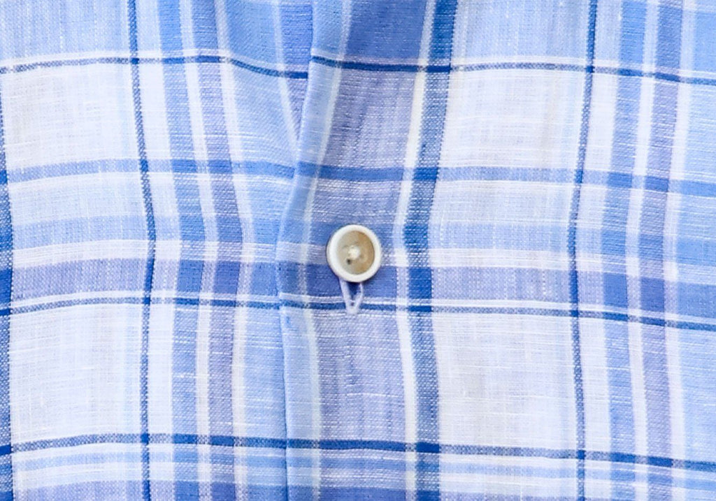 The Blue Raulin Linen Plaid Casual Shirt Casual Shirt- Ledbury