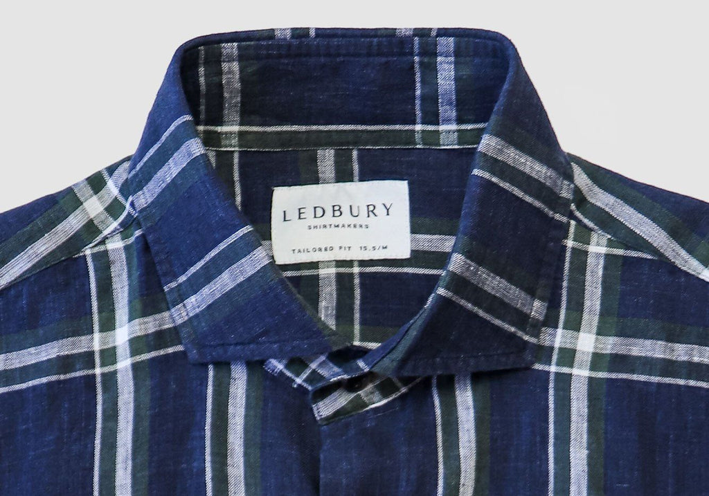 The Navy Toles Linen Plaid Casual Shirt Casual Shirt- Ledbury