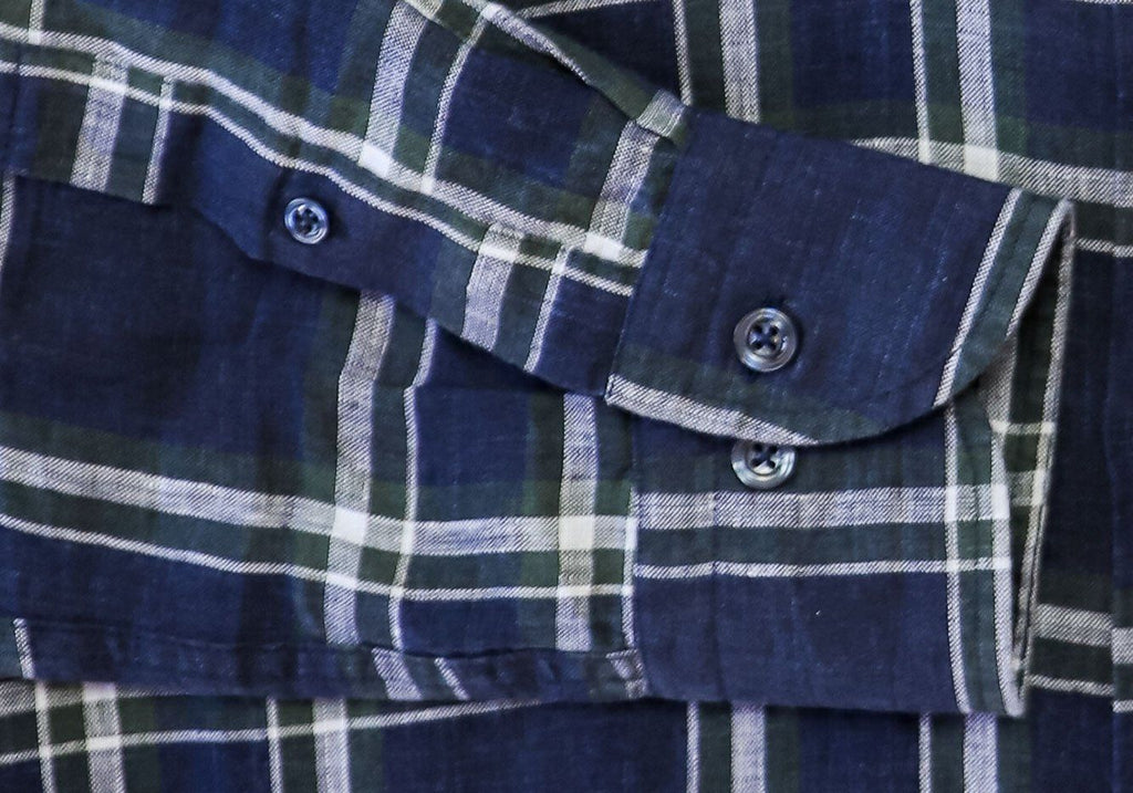 The Navy Toles Linen Plaid Casual Shirt Casual Shirt- Ledbury