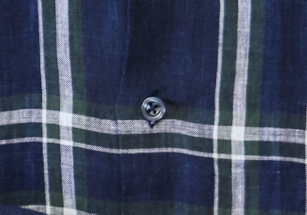 The Navy Toles Linen Plaid Casual Shirt Casual Shirt- Ledbury