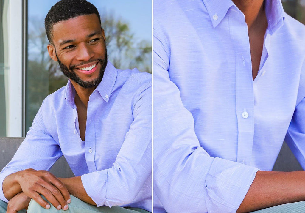 The Light Blue Heather Lanvale Cotton Linen Casual Shirt Casual Shirt- Ledbury