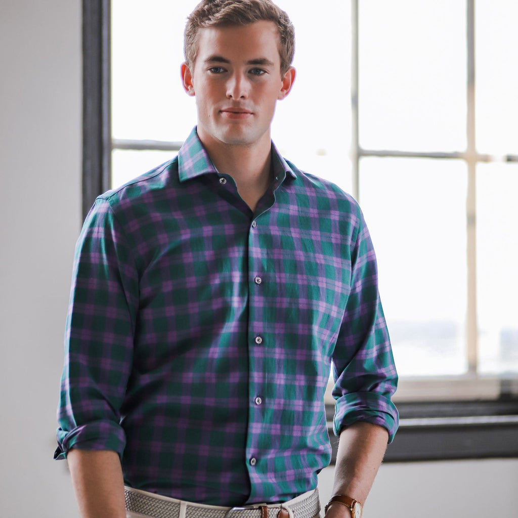 The Green Graves Performance Plaid Casual Shirt Casual Shirt- Ledbury