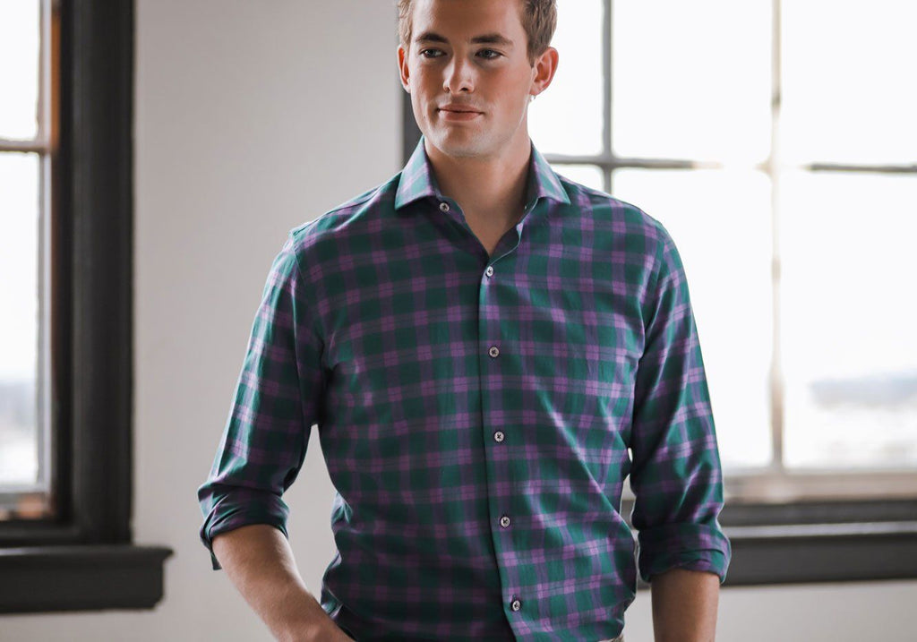 The Green Graves Performance Plaid Casual Shirt Casual Shirt- Ledbury
