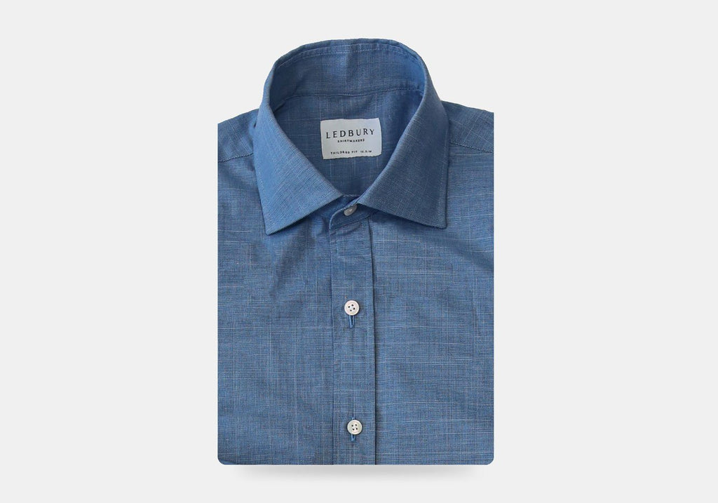 The Navy Dorado Micro Houndstooth Dress Shirt Dress Shirt- Ledbury