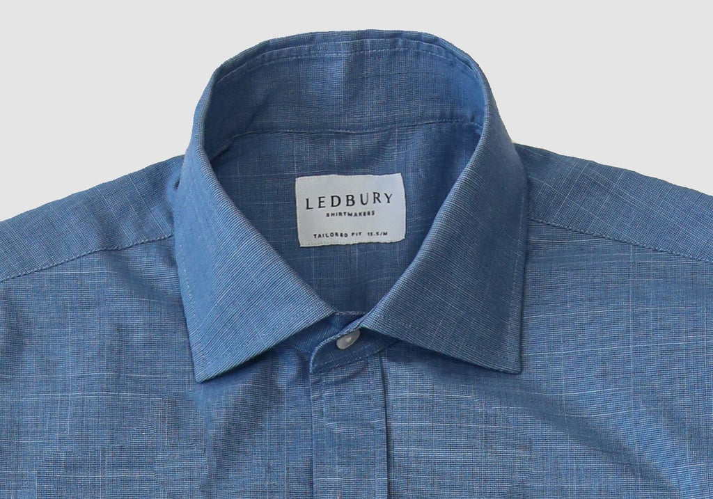 The Navy Dorado Micro Houndstooth Dress Shirt Dress Shirt- Ledbury