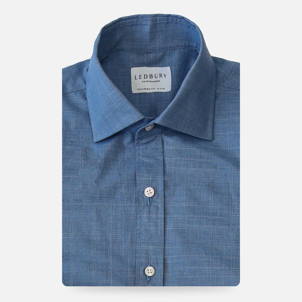 The Navy Dorado Micro Houndstooth Dress Shirt Dress Shirt- Ledbury